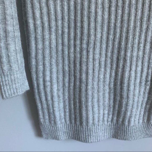 Soft grey v neckline knitted sweater jumper dress women large full sleeves - Picture 6 of 7